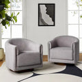 Sillón giratorio tapizado de barril gris/negro/amarillo/marfil, juego de 2