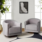Sillón giratorio tapizado de barril gris/negro/amarillo/marfil, juego de 2