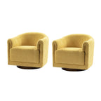 Sillón giratorio tapizado de barril gris/negro/amarillo/marfil, juego de 2