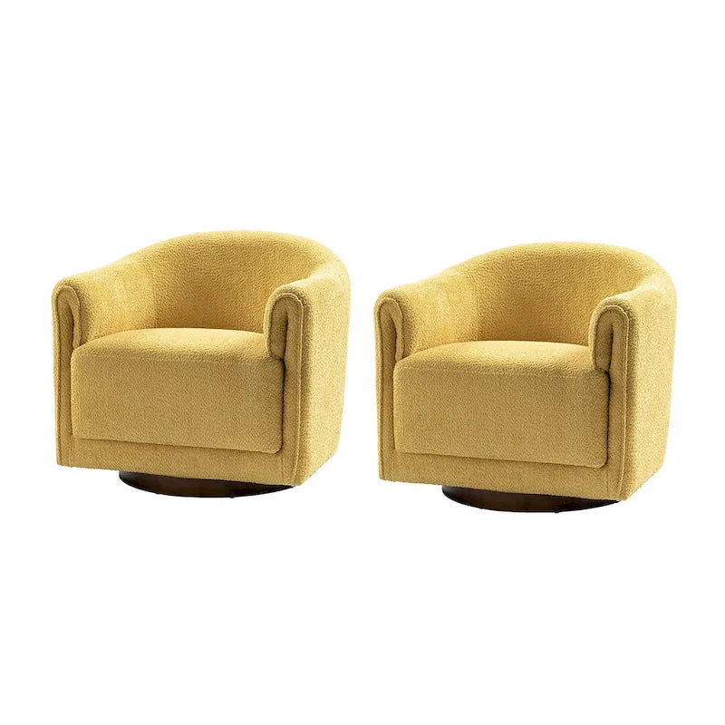 Sillón giratorio tapizado de barril gris/negro/amarillo/marfil, juego de 2