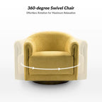 Sillón giratorio tapizado de barril gris/negro/amarillo/marfil, juego de 2