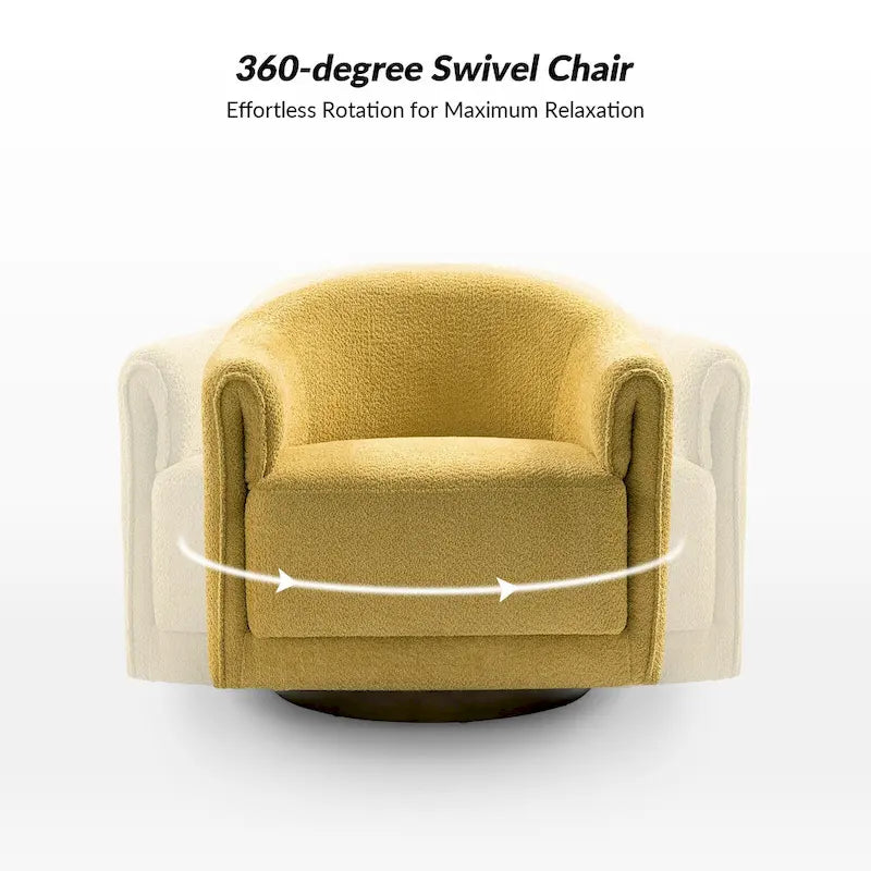 Sillón giratorio tapizado de barril gris/negro/amarillo/marfil, juego de 2