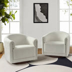 Sillón giratorio tapizado de barril gris/negro/amarillo/marfil, juego de 2