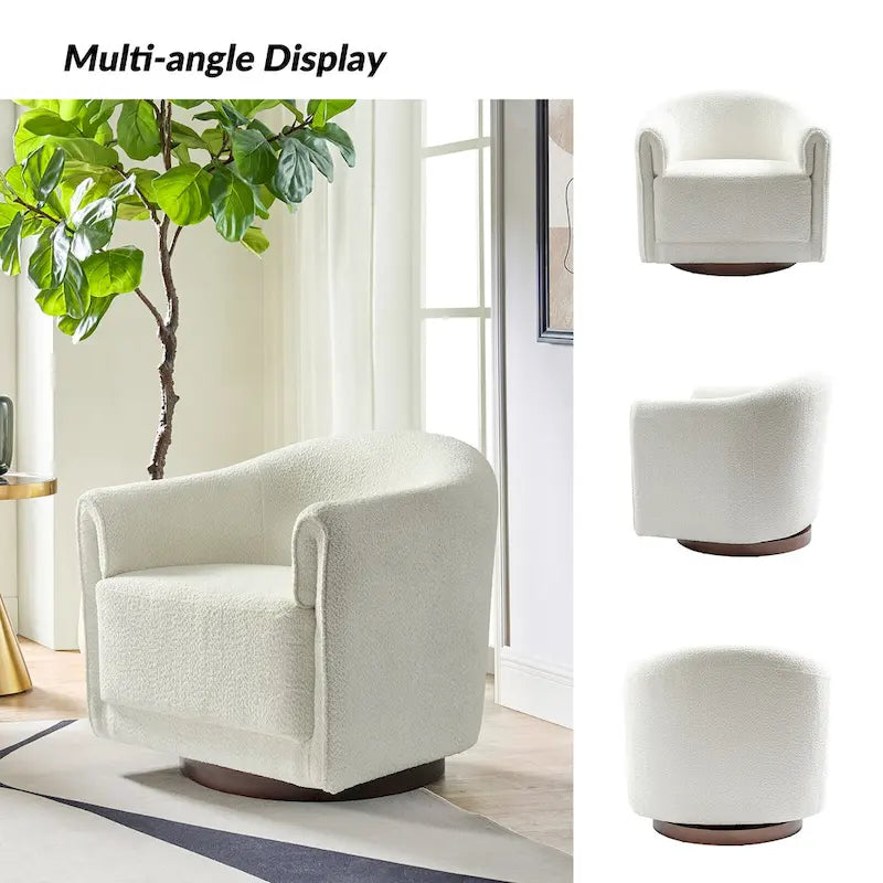 Sillón giratorio tapizado de barril gris/negro/amarillo/marfil, juego de 2