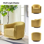 Sillón giratorio tapizado de barril gris/negro/amarillo/marfil, juego de 2