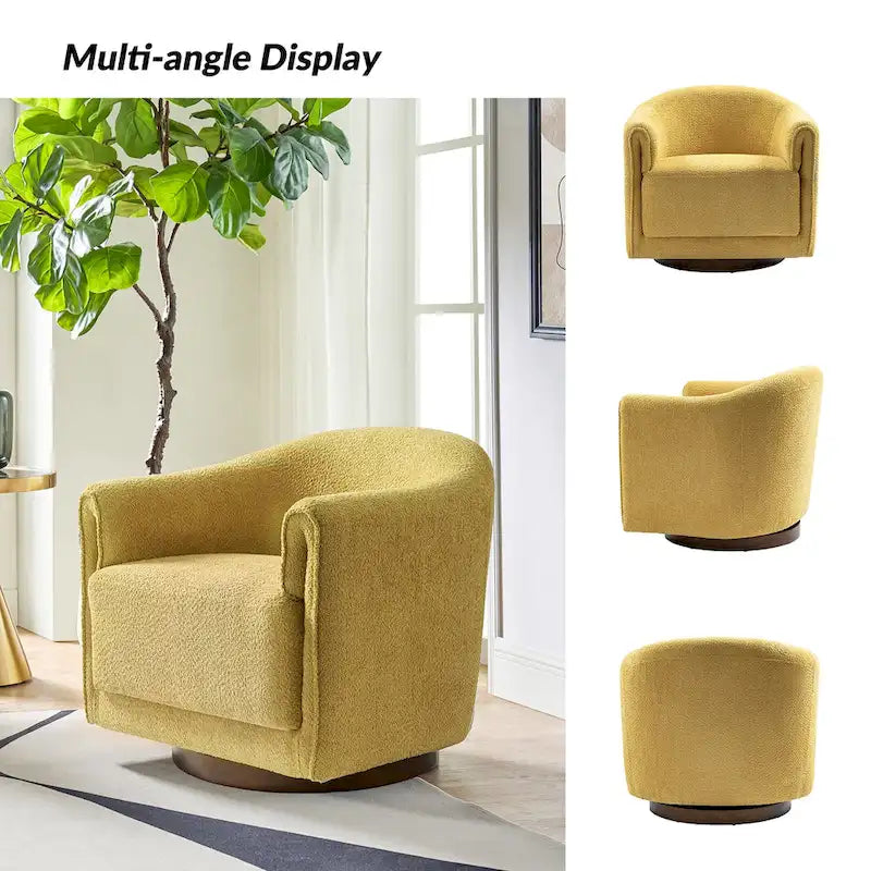 Sillón giratorio tapizado de barril gris/negro/amarillo/marfil, juego de 2
