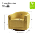 Sillón giratorio tapizado de barril gris/negro/amarillo/marfil, juego de 2