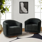 Sillón giratorio tapizado de barril gris/negro/amarillo/marfil, juego de 2