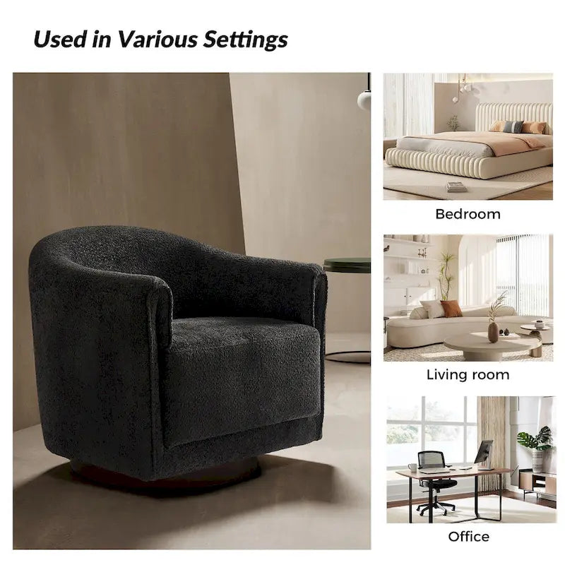 Sillón giratorio tapizado de barril gris/negro/amarillo/marfil, juego de 2