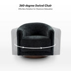 Sillón giratorio tapizado de barril gris/negro/amarillo/marfil, juego de 2