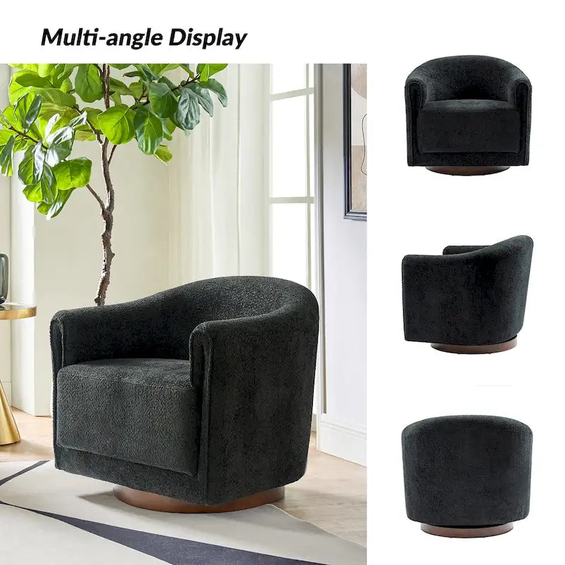 Sillón giratorio tapizado de barril gris/negro/amarillo/marfil, juego de 2