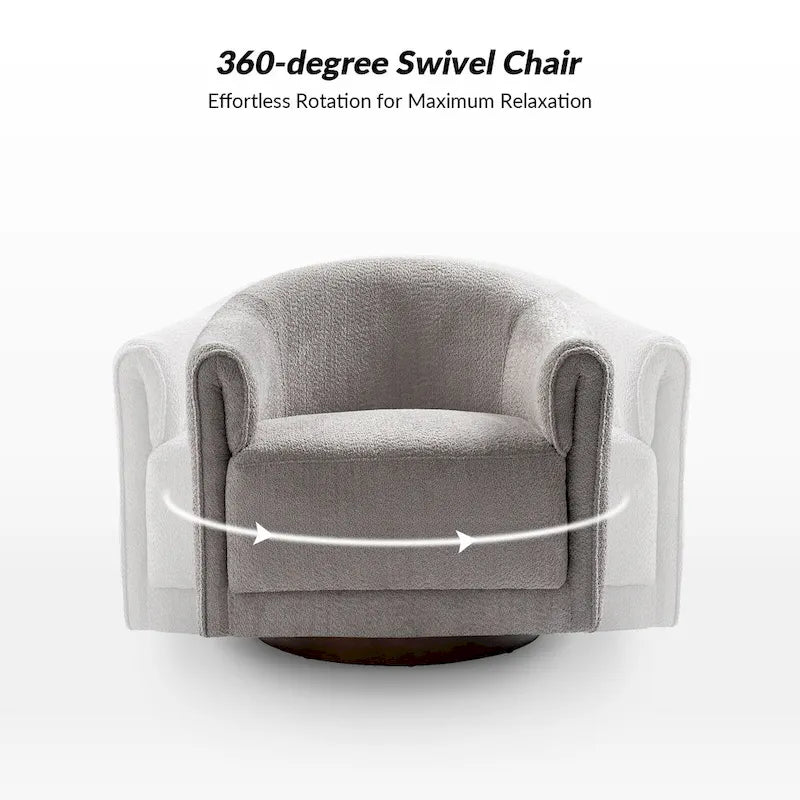 Sillón giratorio tapizado de barril gris/negro/amarillo/marfil, juego de 2