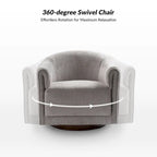Sillón giratorio tapizado de barril gris/negro/amarillo/marfil, juego de 2
