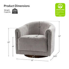 Sillón giratorio tapizado de barril gris/negro/amarillo/marfil, juego de 2