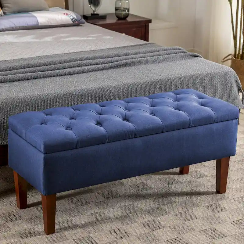 Banco otomana de almacenamiento capitoné Beige / Gris oscuro / Gris - 1 persona, tapa con bisagras