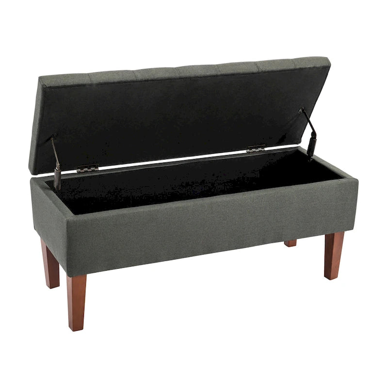 Banco otomana de almacenamiento capitoné Beige / Gris oscuro / Gris - 1 persona, tapa con bisagras