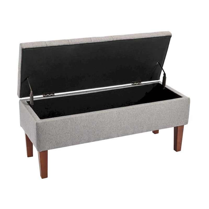 Banco otomana de almacenamiento capitoné Beige / Gris oscuro / Gris - 1 persona, tapa con bisagras