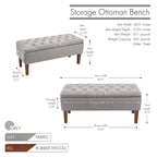 Banco otomana de almacenamiento capitoné Beige / Gris oscuro / Gris - 1 persona, tapa con bisagras