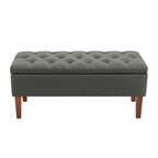 Banco otomana de almacenamiento capitoné Beige / Gris oscuro / Gris - 1 persona, tapa con bisagras