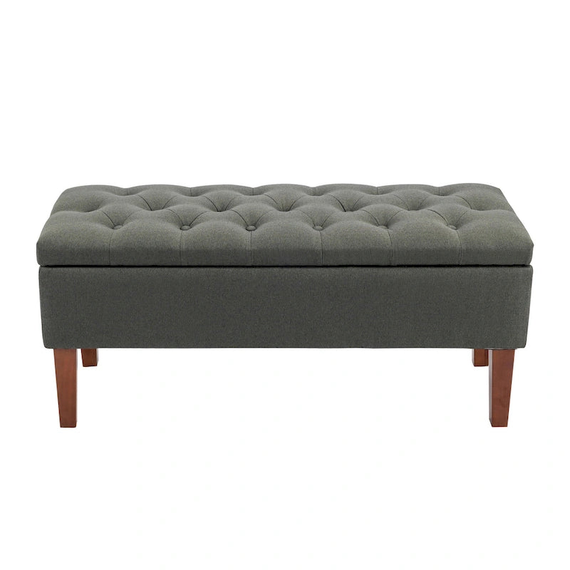 Banco otomana de almacenamiento capitoné Beige / Gris oscuro / Gris - 1 persona, tapa con bisagras