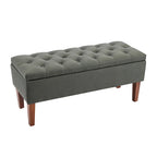 Banco otomana de almacenamiento capitoné Beige / Gris oscuro / Gris - 1 persona, tapa con bisagras