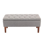 Banco otomana de almacenamiento capitoné Beige / Gris oscuro / Gris - 1 persona, tapa con bisagras