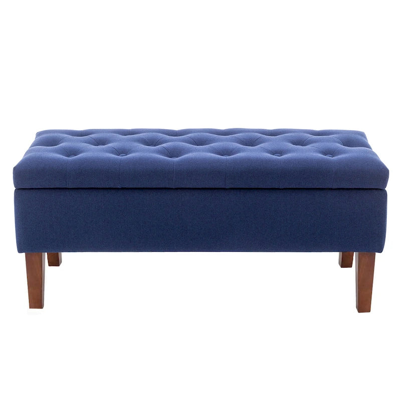 Banco otomana de almacenamiento capitoné Beige / Gris oscuro / Gris - 1 persona, tapa con bisagras