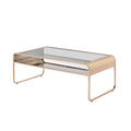 Mesa de centro contemporánea de cristal oro y plata, 1 estante, Asientos N/A
