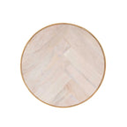 Mesas auxiliares nido de madera natural y base de hierro negro/dorado, juego de 2