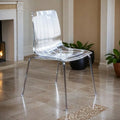 Sillas de comedor de plástico acrílico Ralph (juego de 2) con patas de metal cromado, silla auxiliar decorativa moderna transparente para comedor y cocina