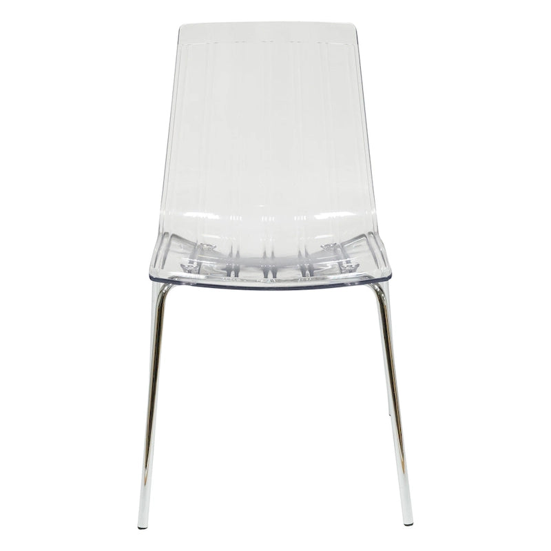 Sillas de comedor de plástico acrílico Ralph (juego de 2) con patas de metal cromado, silla auxiliar decorativa moderna transparente para comedor y cocina