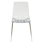 Sillas de comedor de plástico acrílico Ralph (juego de 2) con patas de metal cromado, silla auxiliar decorativa moderna transparente para comedor y cocina