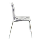 Sillas de comedor de plástico acrílico Ralph (juego de 2) con patas de metal cromado, silla auxiliar decorativa moderna transparente para comedor y cocina