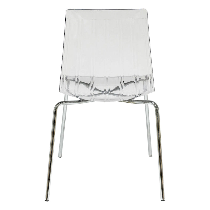 Sillas de comedor de plástico acrílico Ralph (juego de 2) con patas de metal cromado, silla auxiliar decorativa moderna transparente para comedor y cocina