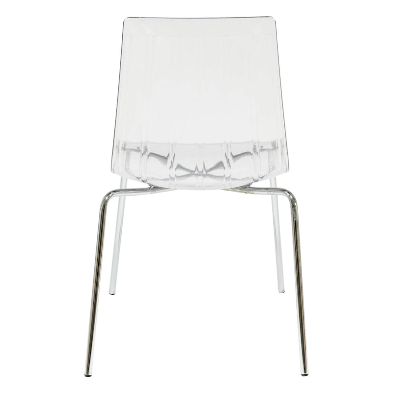 Sillas de comedor de plástico acrílico Ralph (juego de 2) con patas de metal cromado, silla auxiliar decorativa moderna transparente para comedor y cocina