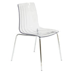 Sillas de comedor de plástico acrílico Ralph (juego de 2) con patas de metal cromado, silla auxiliar decorativa moderna transparente para comedor y cocina