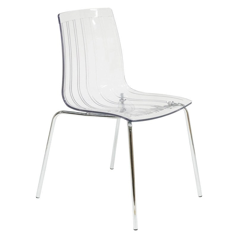 Sillas de comedor de plástico acrílico Ralph (juego de 2) con patas de metal cromado, silla auxiliar decorativa moderna transparente para comedor y cocina