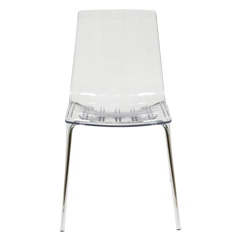 Sillas de comedor de plástico acrílico Ralph (juego de 2) con patas de metal cromado, silla auxiliar decorativa moderna transparente para comedor y cocina