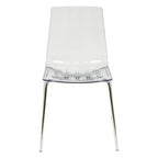 Sillas de comedor de plástico acrílico Ralph (juego de 2) con patas de metal cromado, silla auxiliar decorativa moderna transparente para comedor y cocina