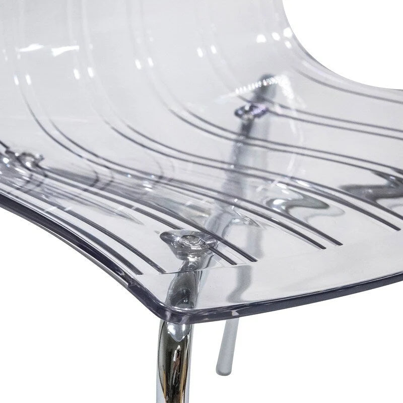 Sillas de comedor de plástico acrílico Ralph (juego de 2) con patas de metal cromado, silla auxiliar decorativa moderna transparente para comedor y cocina