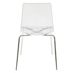 Sillas de comedor de plástico acrílico Ralph (juego de 2) con patas de metal cromado, silla auxiliar decorativa moderna transparente para comedor y cocina