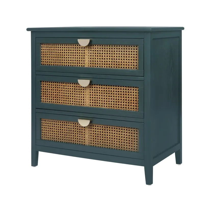 Gabinete de almacenamiento de ratán de 3 cajones rojo/verde/gris/azul – 1 persona