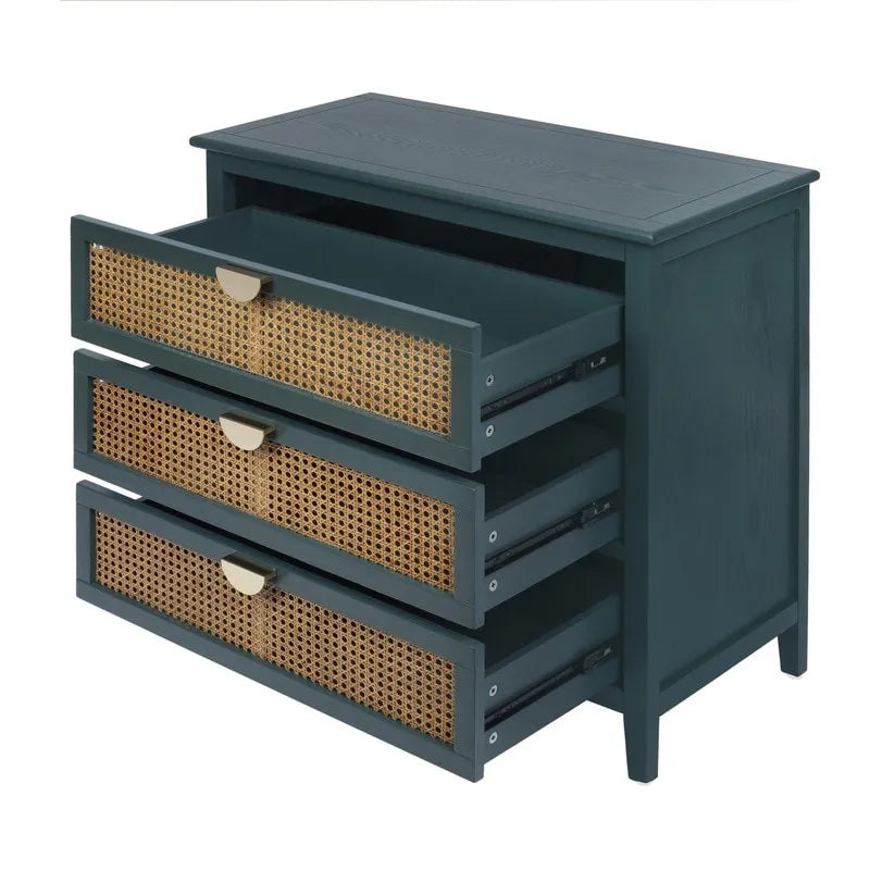 Gabinete de almacenamiento de ratán de 3 cajones rojo/verde/gris/azul – 1 persona