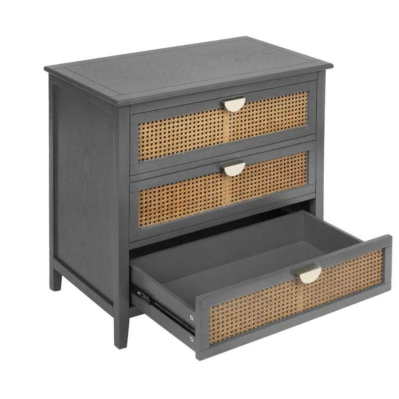 Gabinete de almacenamiento de ratán de 3 cajones rojo/verde/gris/azul – 1 persona