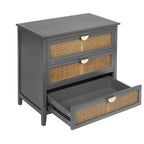Gabinete de almacenamiento de ratán de 3 cajones rojo/verde/gris/azul – 1 persona