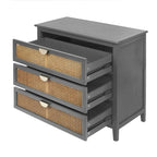 Gabinete de almacenamiento de ratán de 3 cajones rojo/verde/gris/azul – 1 persona