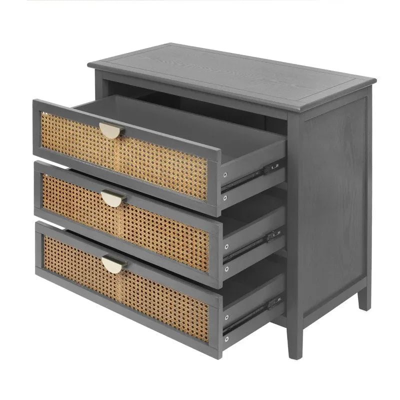 Gabinete de almacenamiento de ratán de 3 cajones rojo/verde/gris/azul – 1 persona