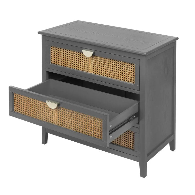 Gabinete de almacenamiento de ratán de 3 cajones rojo/verde/gris/azul – 1 persona
