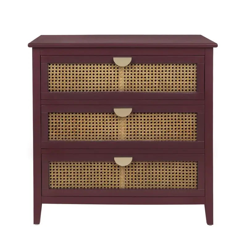 Gabinete de almacenamiento de ratán de 3 cajones rojo/verde/gris/azul – 1 persona
