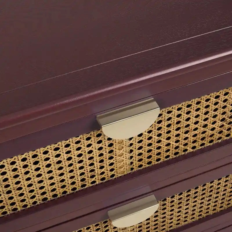 Gabinete de almacenamiento de ratán de 3 cajones rojo/verde/gris/azul – 1 persona